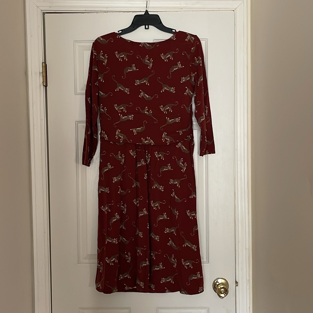 Lands End - stretchy safari cheetah cat animal print long sleeve dress - M 10-12 - Picture 2 of 5